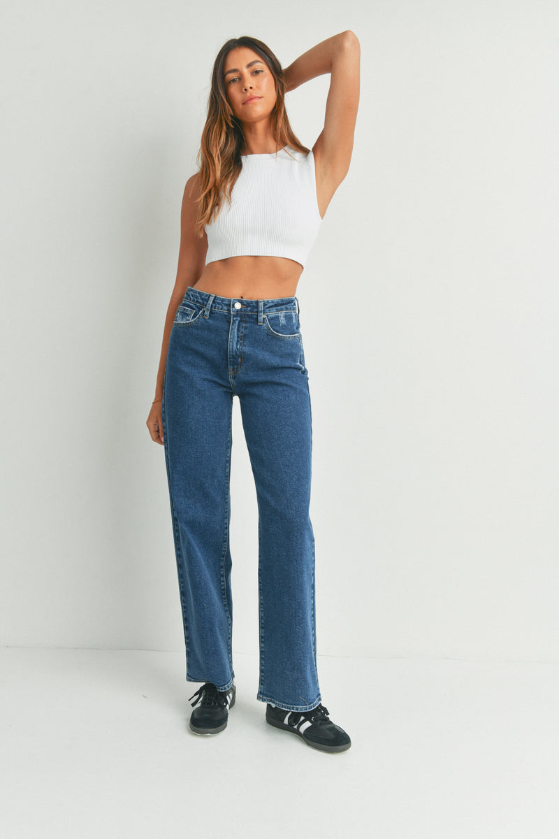 QIMYUM Men's Wide-Leg Baggy Flex Jeans Relaxed Loose Fit