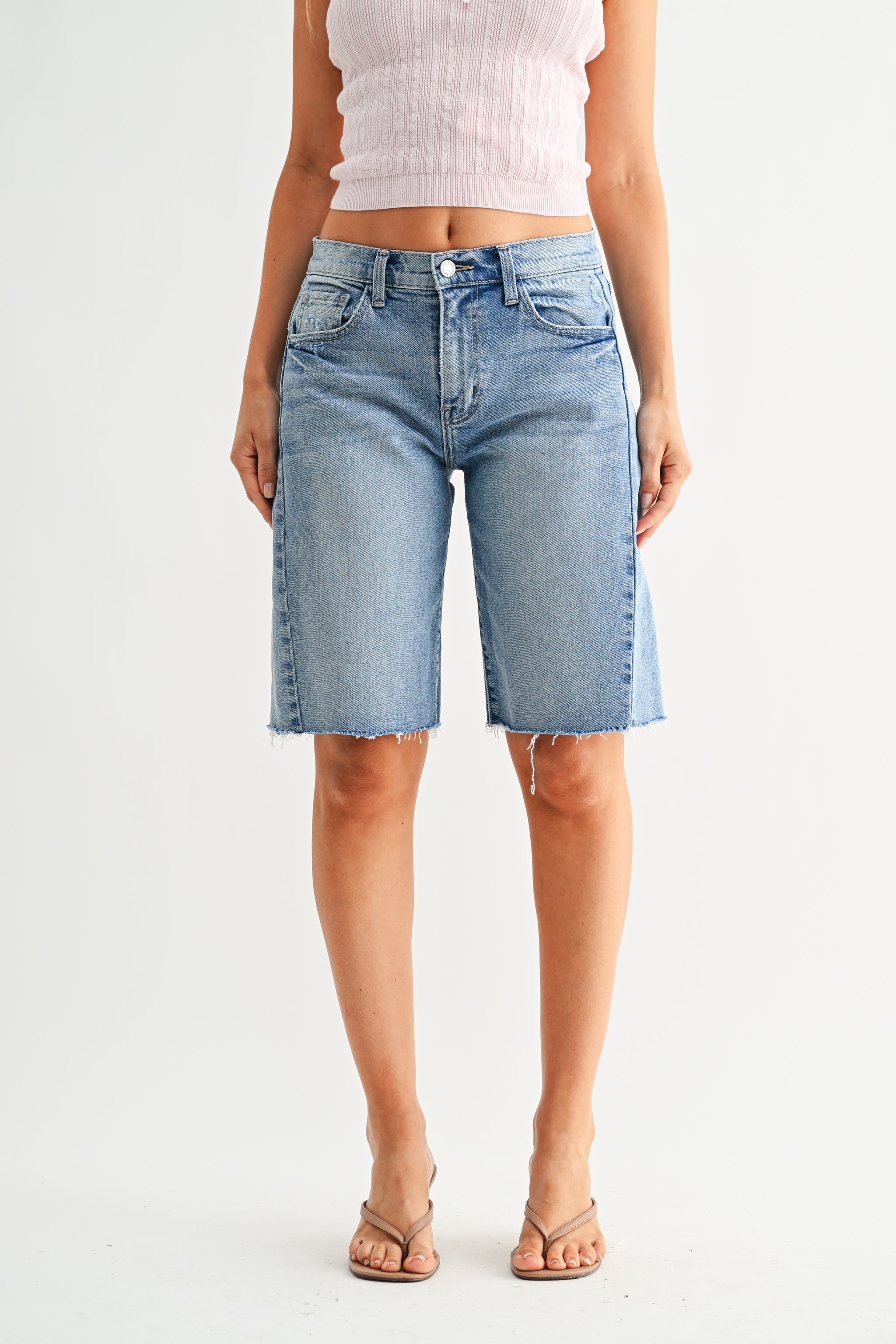 The Seamed Longer Short – Just Black Denim
