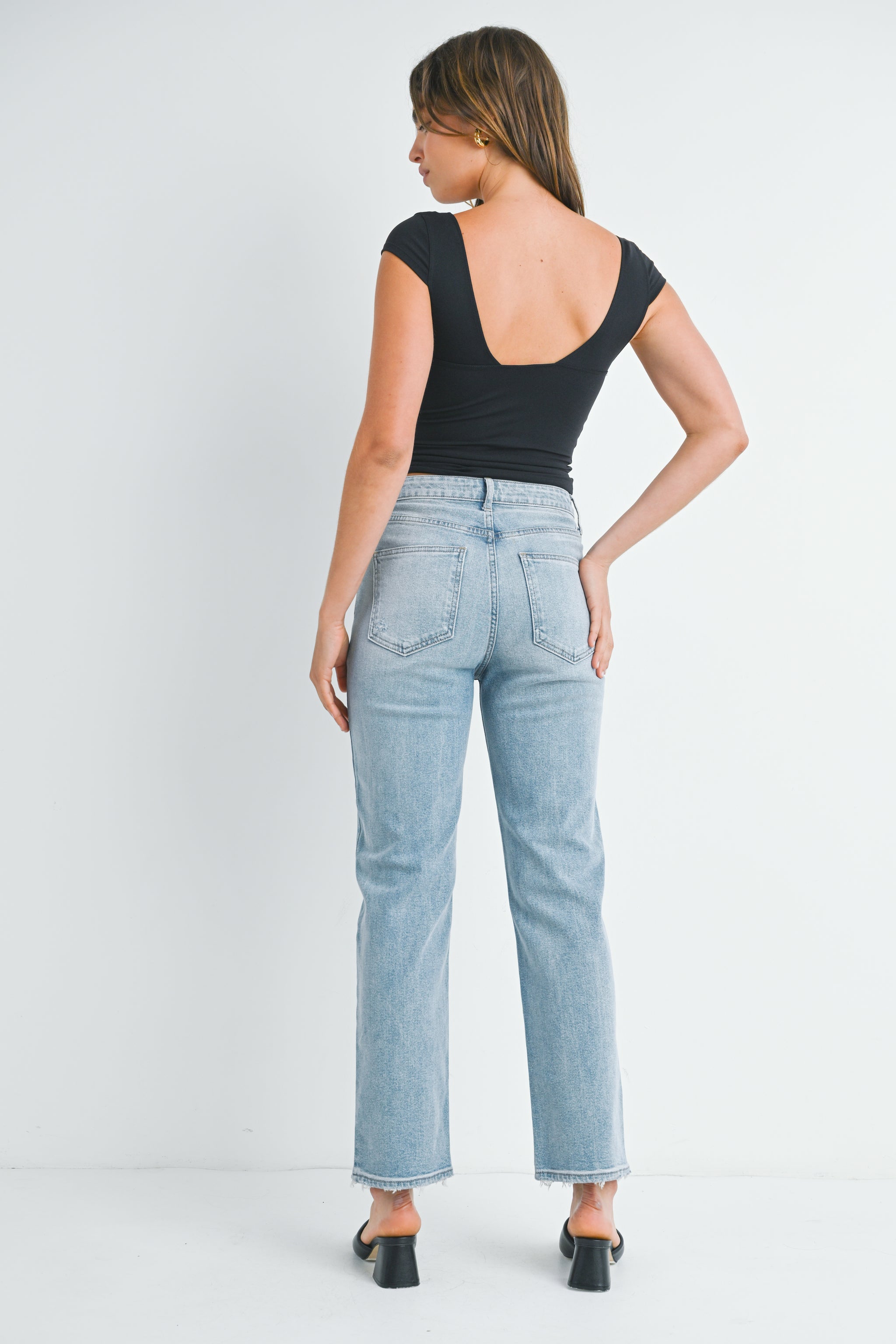 The Distressed Dad Jean – Just Black Denim