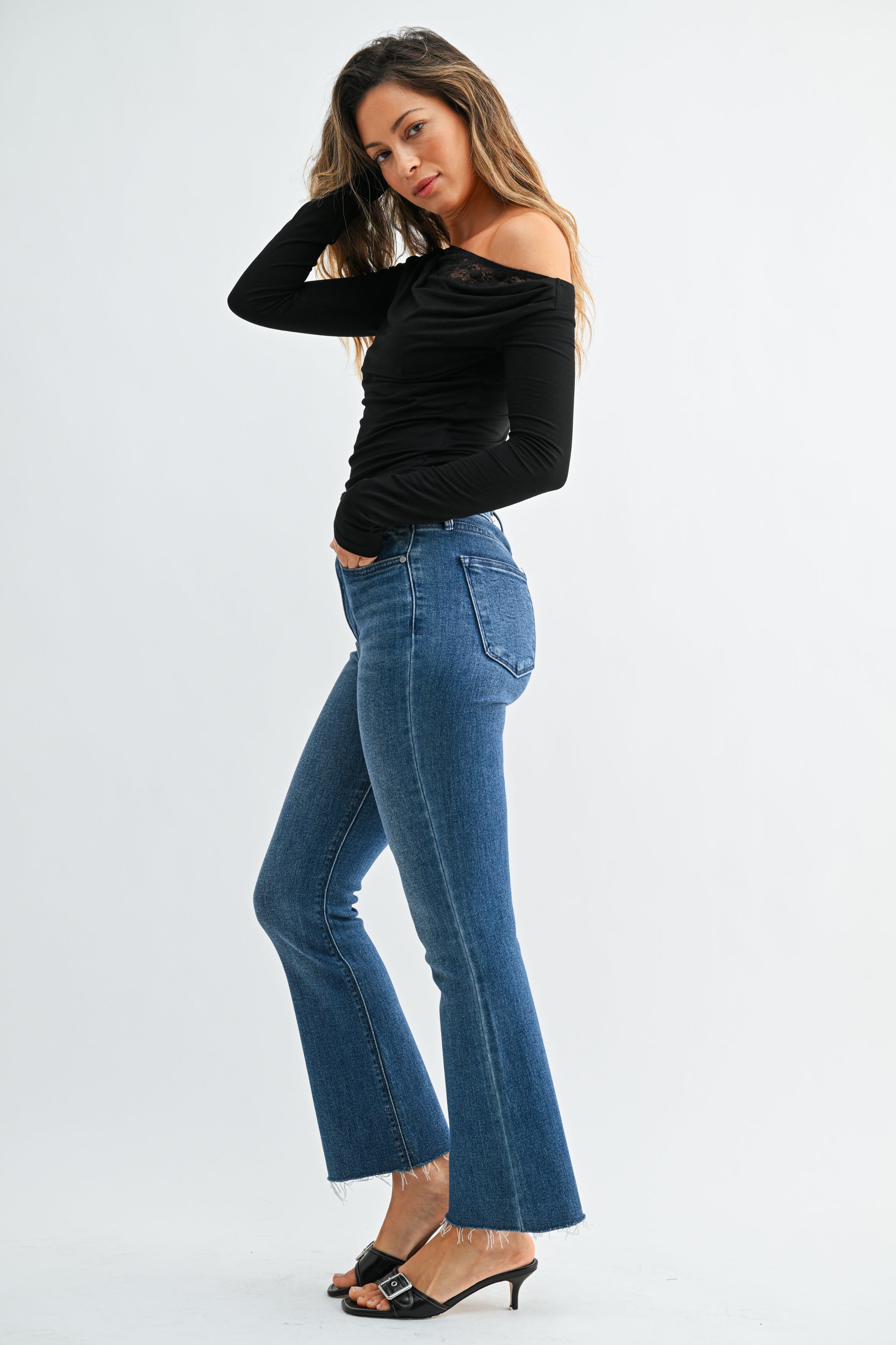 Resin Coated Flare Denim ブラック BLACK RESIN FLARE - BLACK - PureAtlanta.com