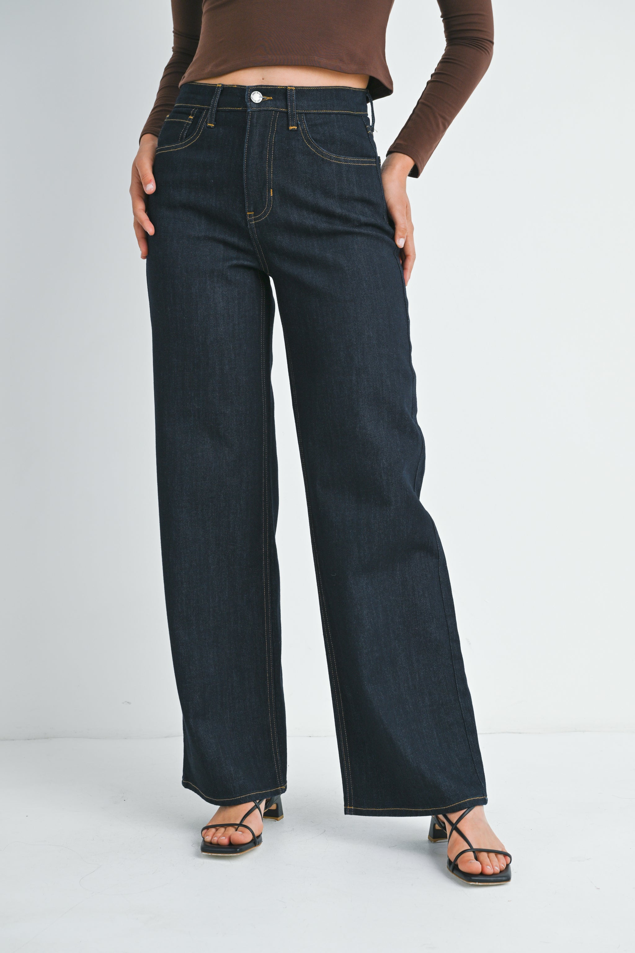 The Relaxed Wide Leg Jean – Just Black Denim - Main Image