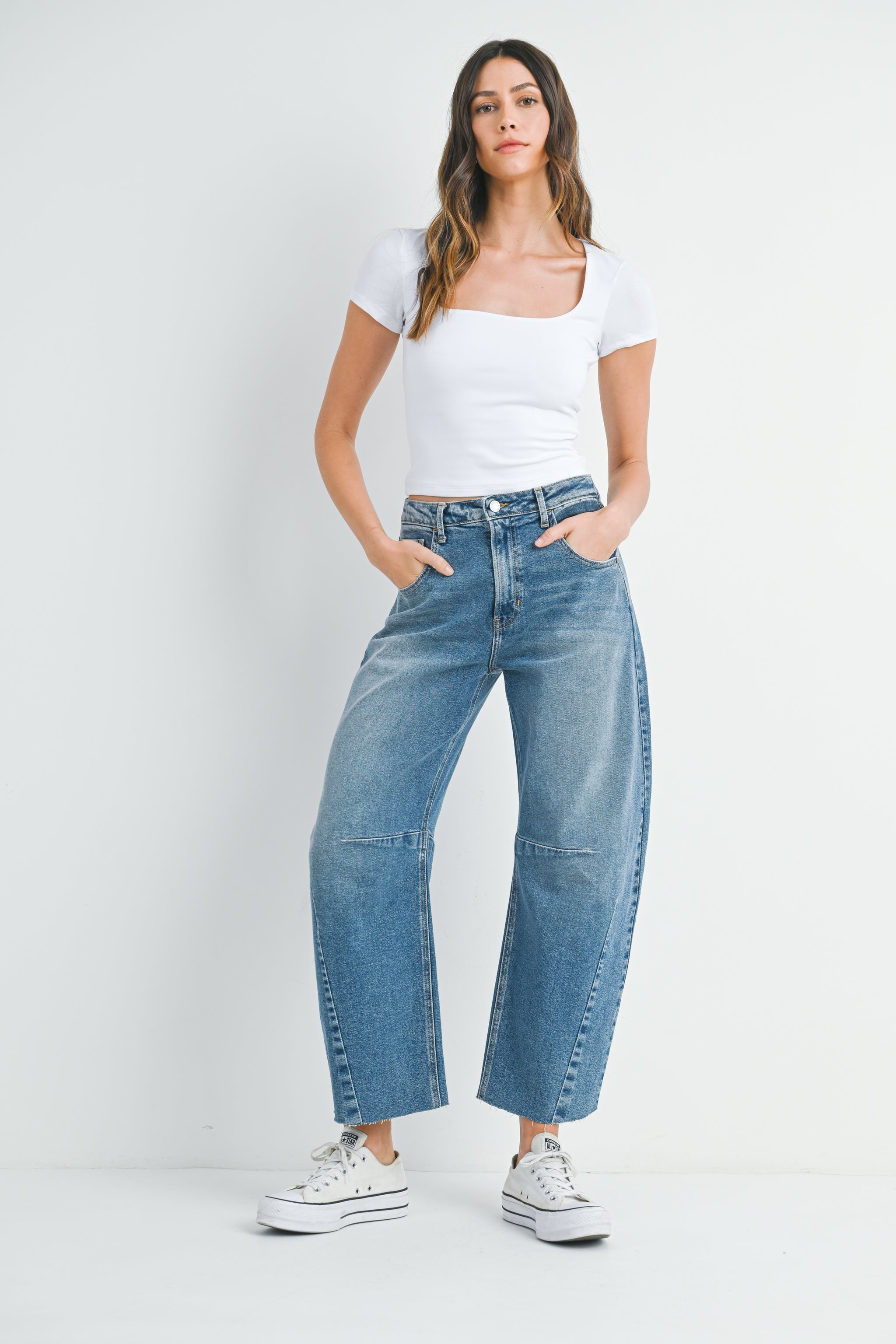 The Seamed Barrel Jean – Just Black Denim