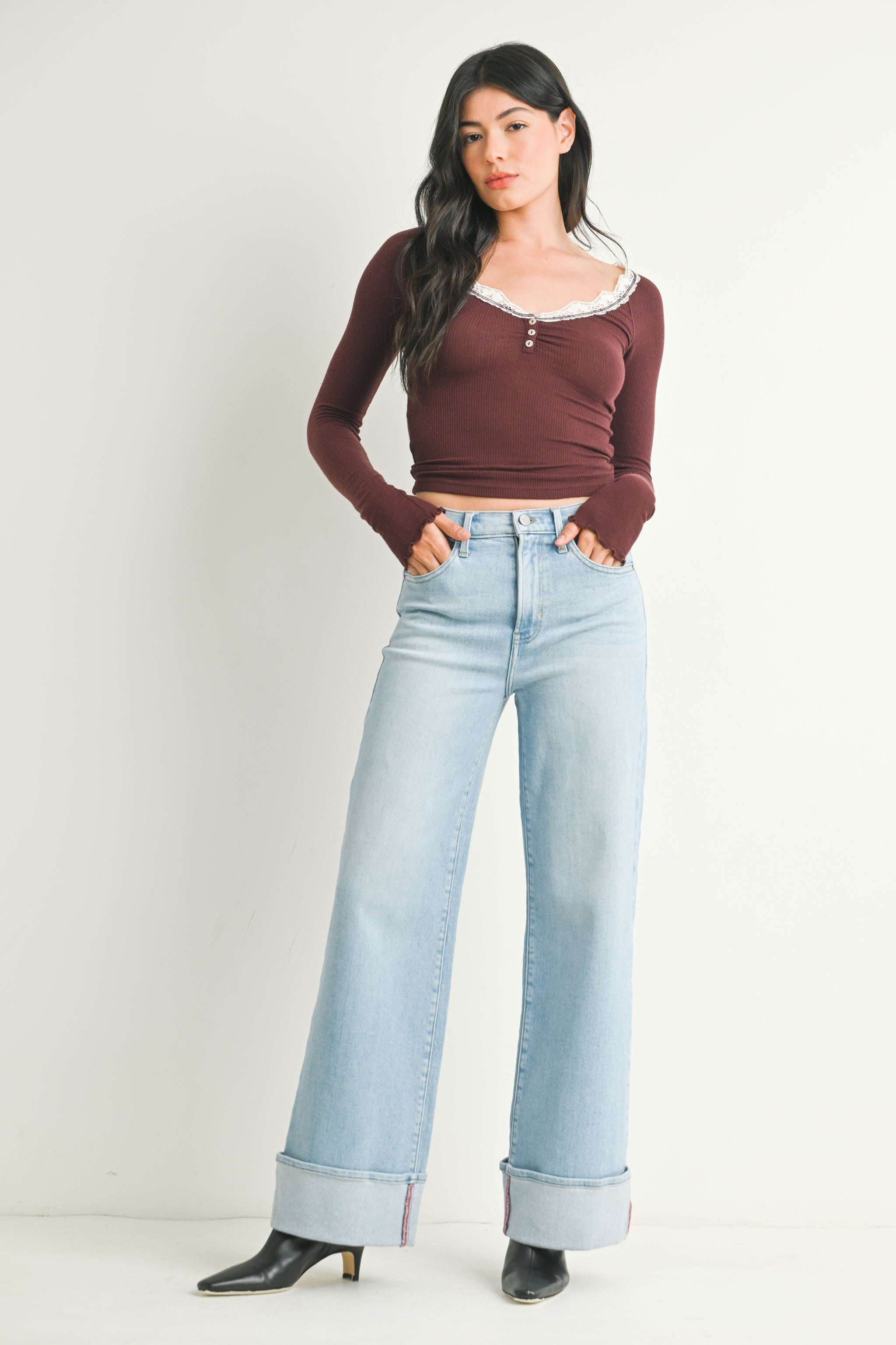 The Cuffed Palazzo – Just Black Denim