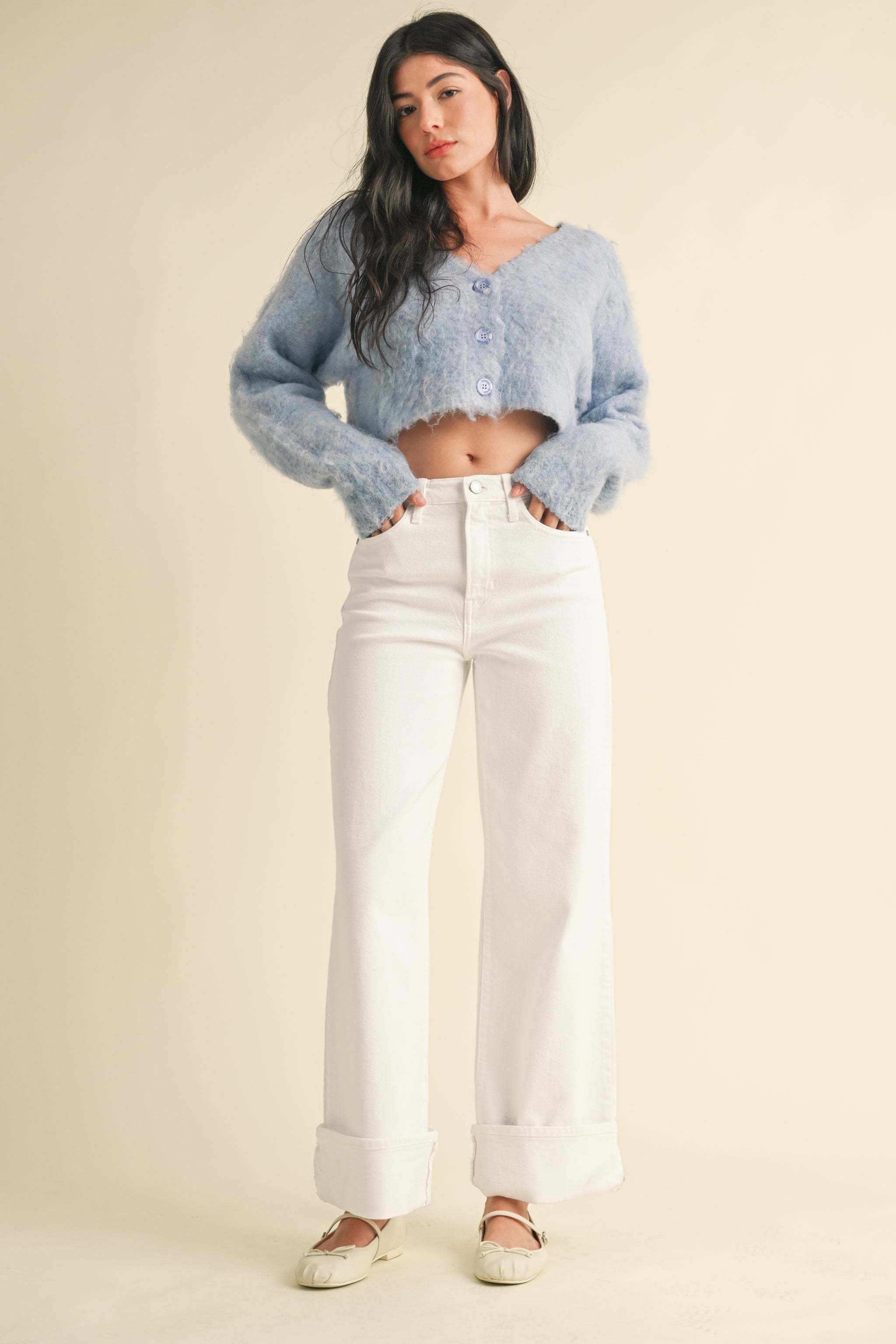   Jeans クロップドジャケット XS ホワイト The Cuffed Palazzo – Just Black Denim