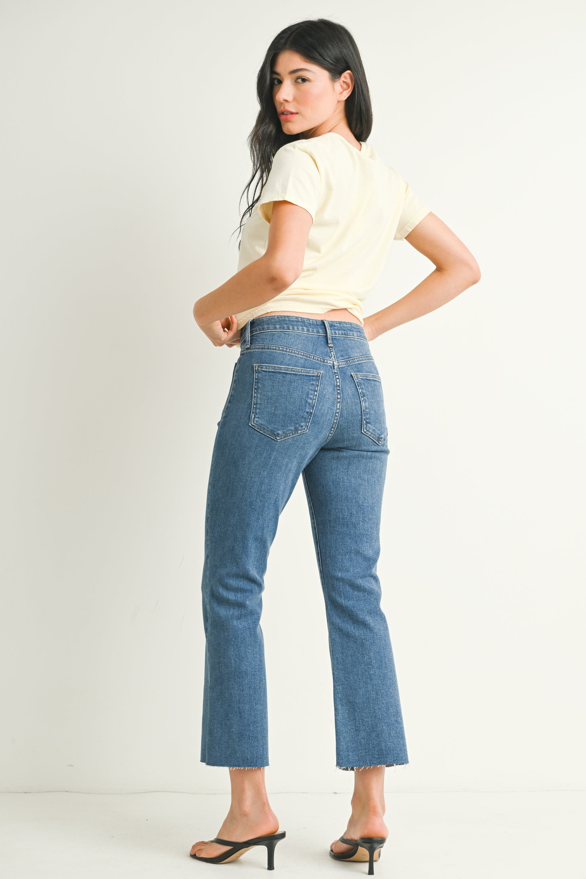 The Patch Pocket Cropped Flare – Just Black Denim