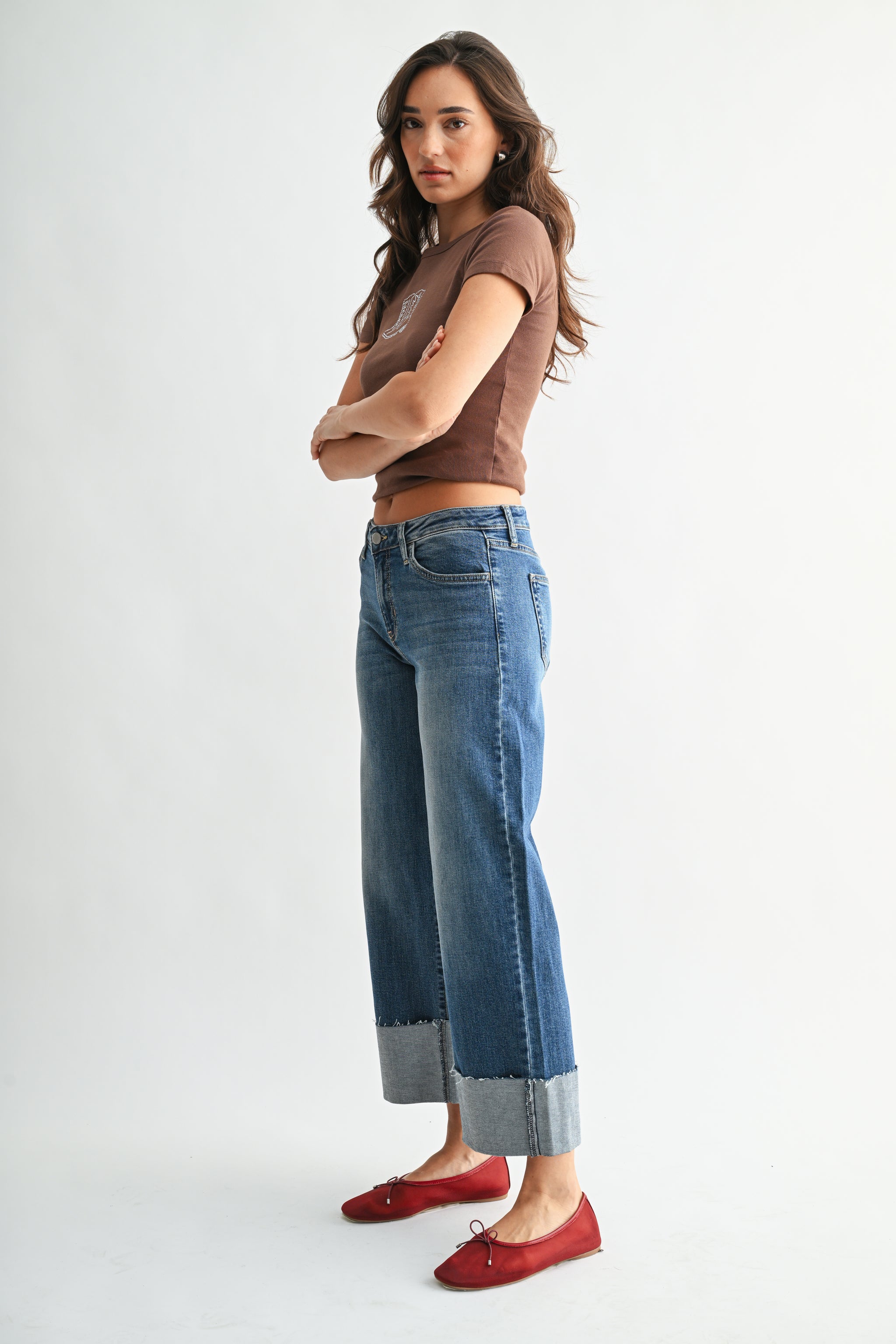 パンツ SIIILON Breaking denim&denim black The Scissor Cuffed Slim Wide Leg – Just Black Denim