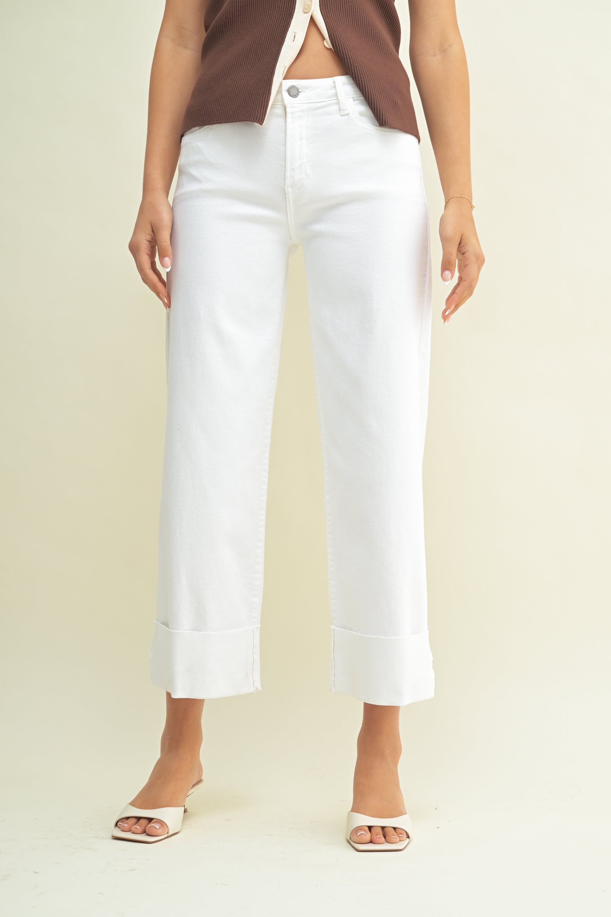 The Scissor Cuffed Slim Wide Leg – Just Black Denim