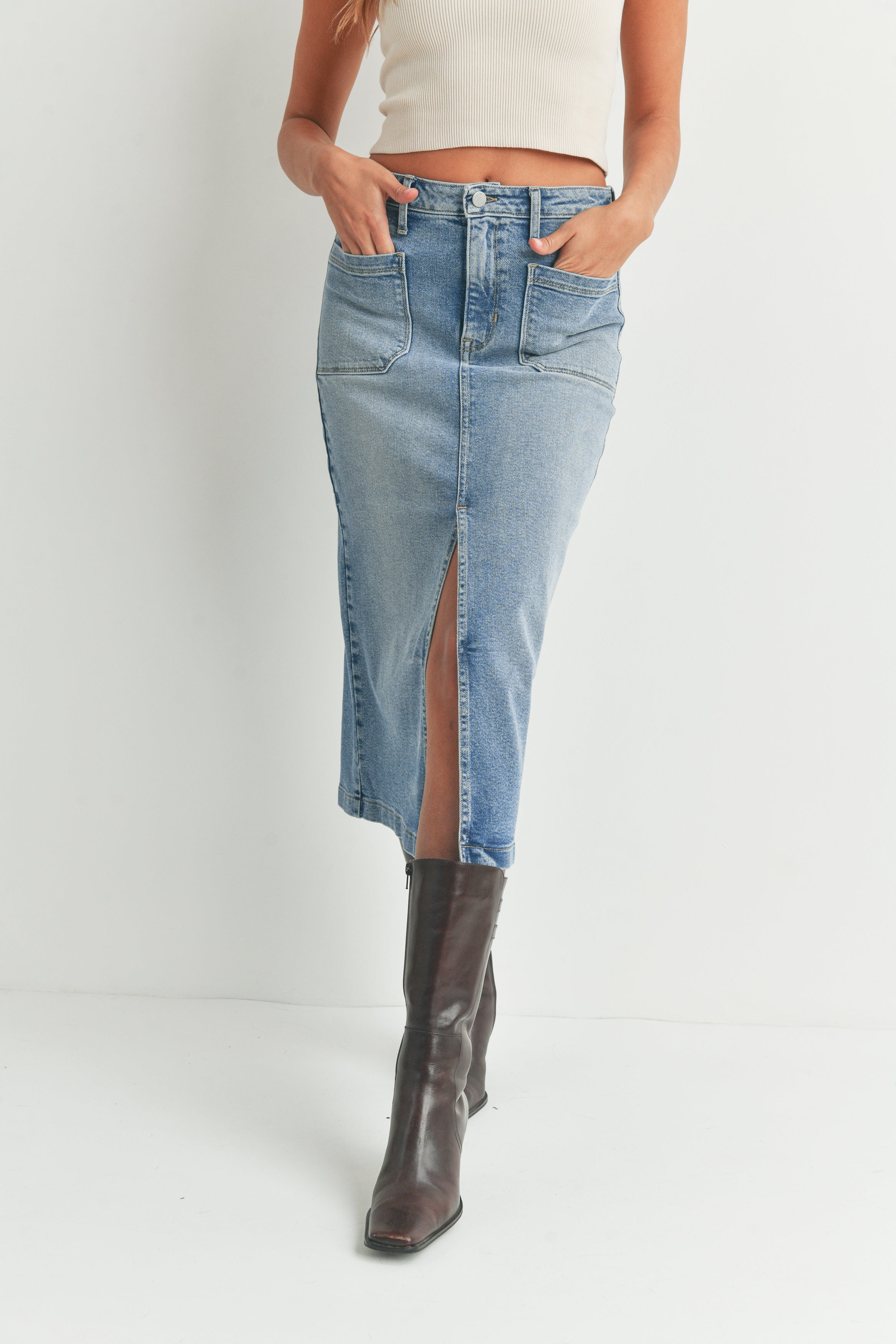 Black Slit Long Denim Skirt - 2023 Autumn – Jeans4you.shop