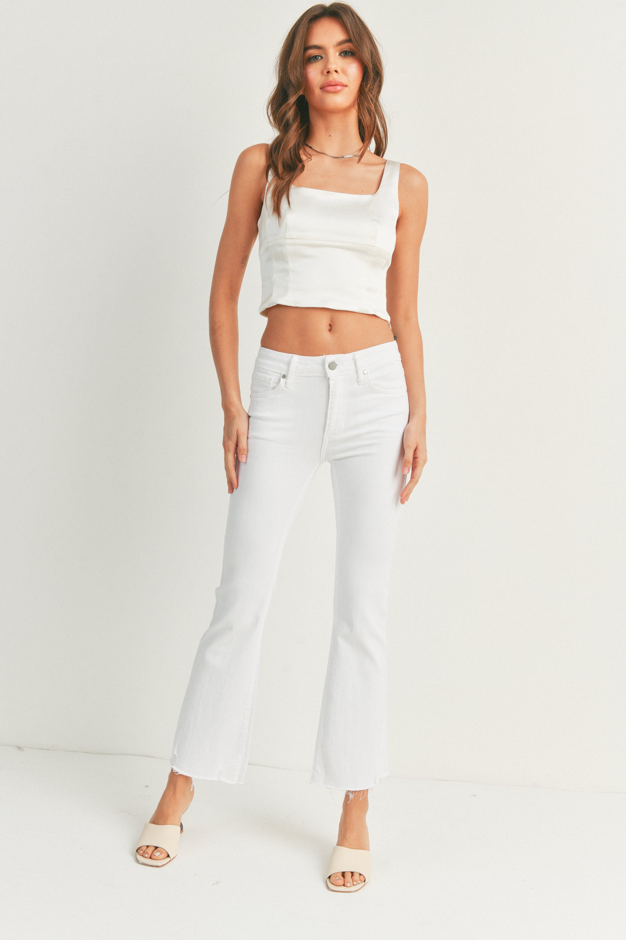 The Frayed Crop Flare – Just Black Denim