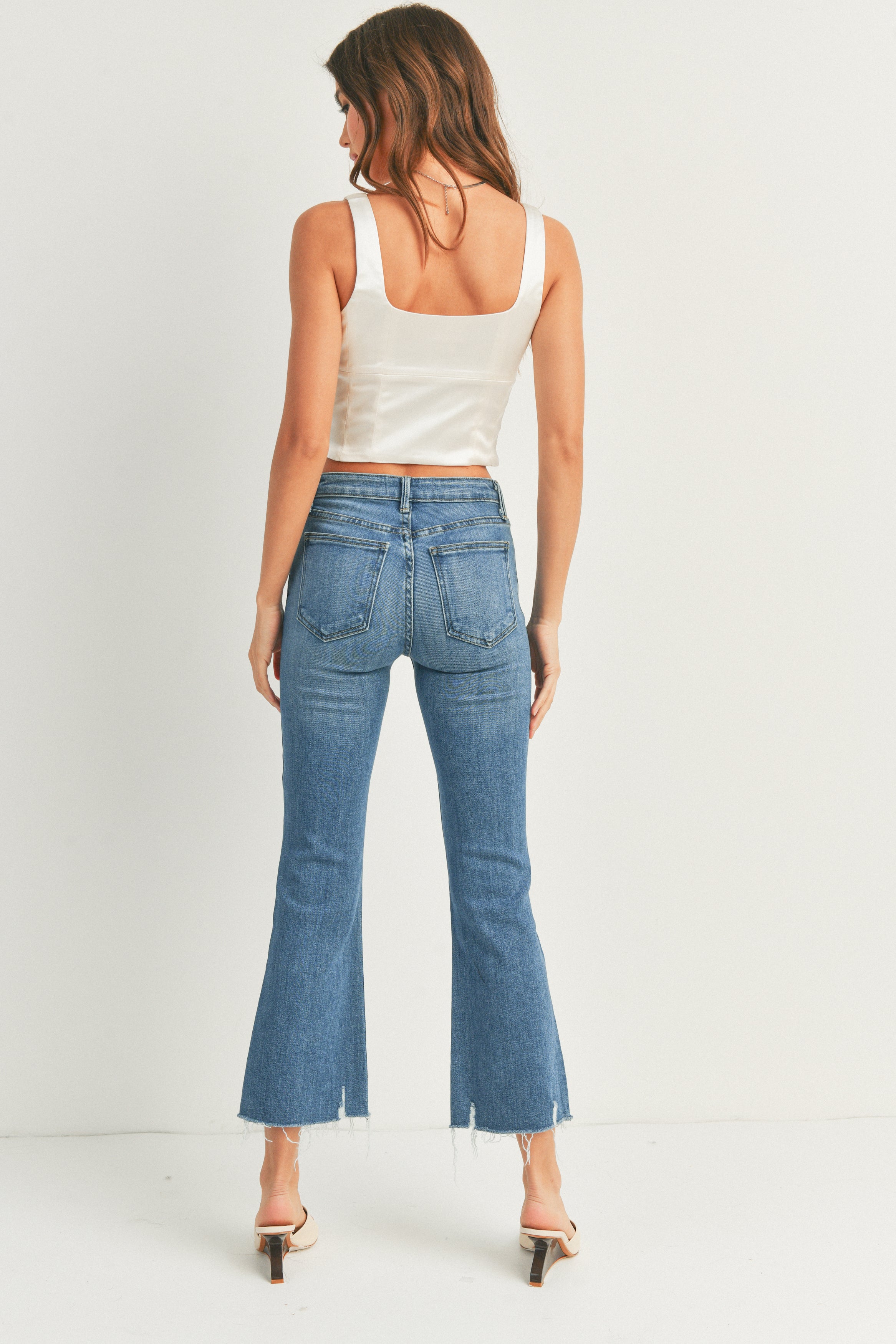 The Frayed Crop Flare Just Black Denim