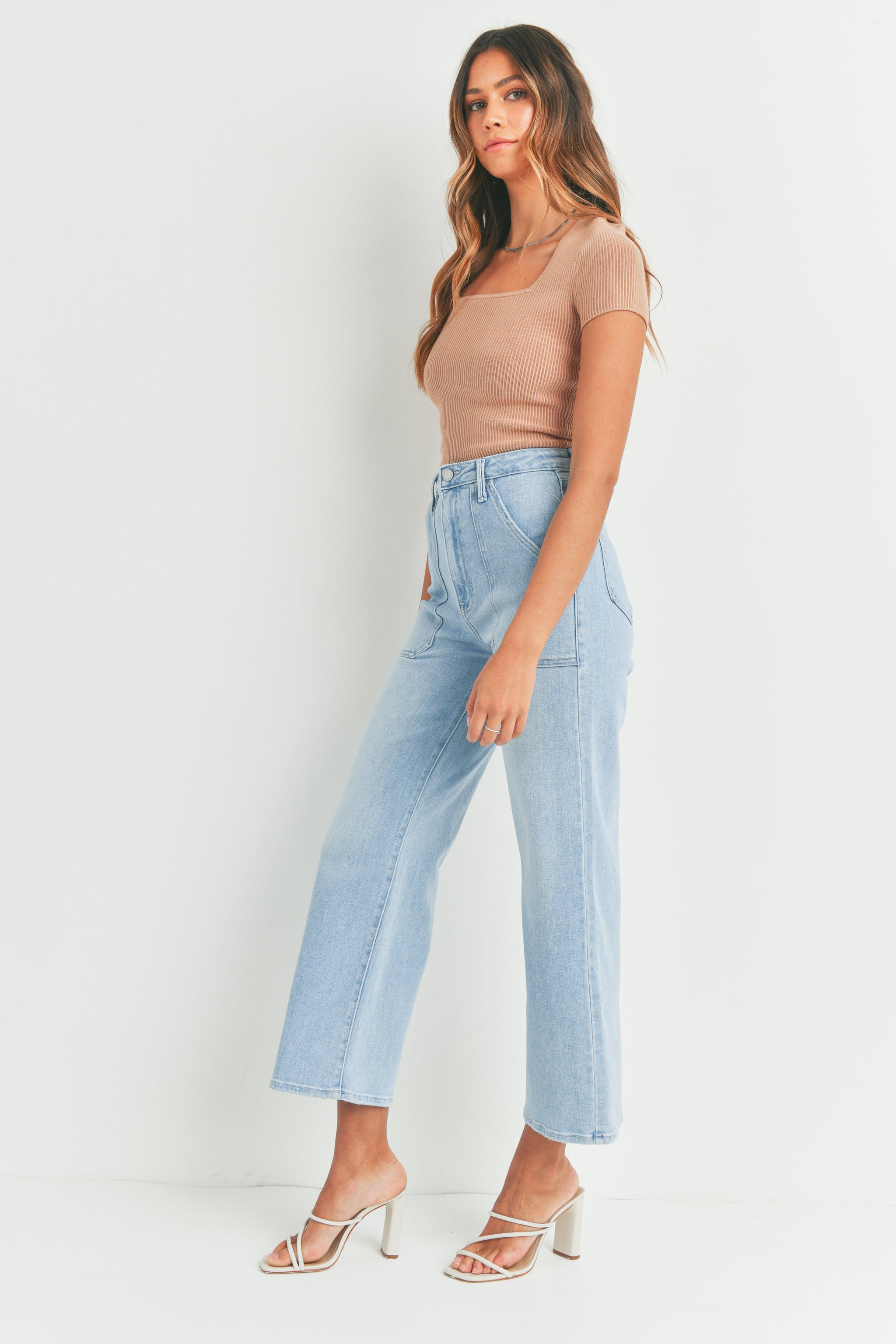 The Patch Pocket Wide Leg – Just Black Denim