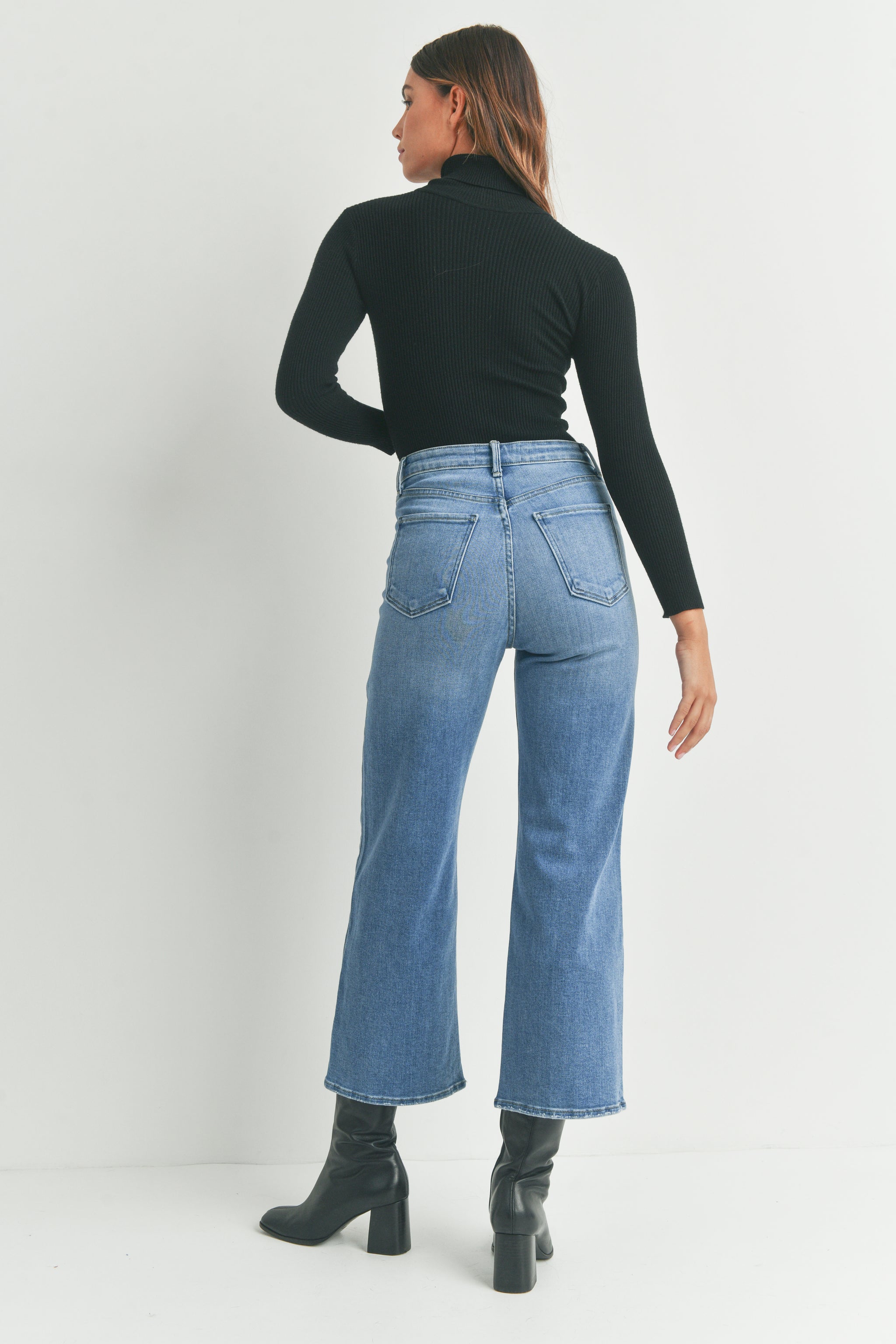 【BAON】Podenki roll-up washing wide denim pants The Patch Pocket Wide Leg – Just Black Denim