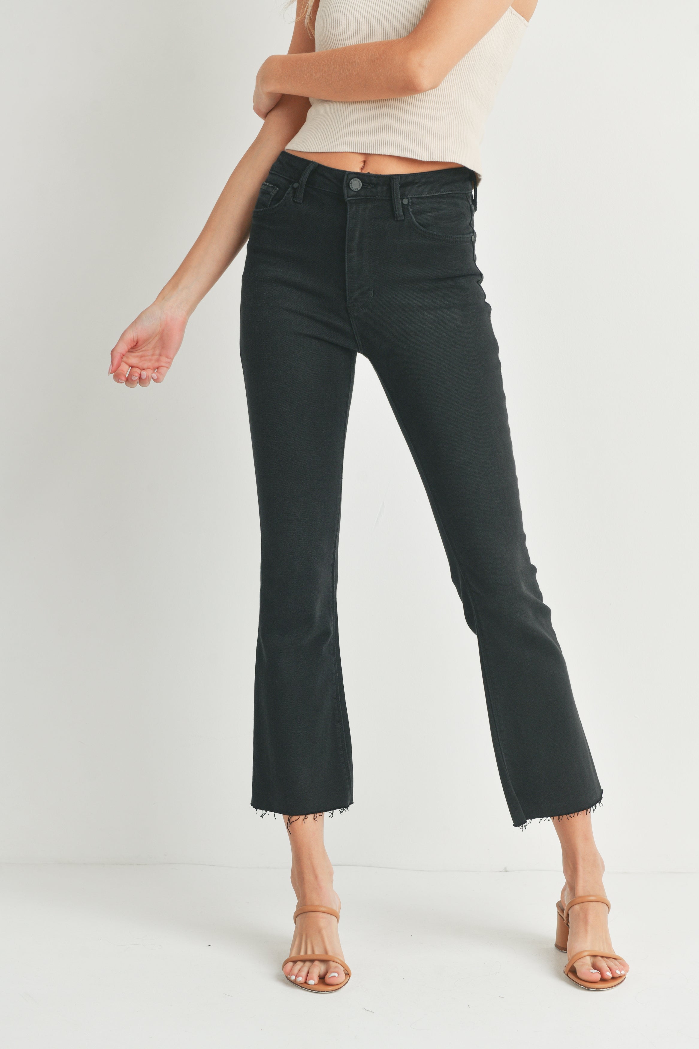 The Cropped Demi Flare – Just Black Denim