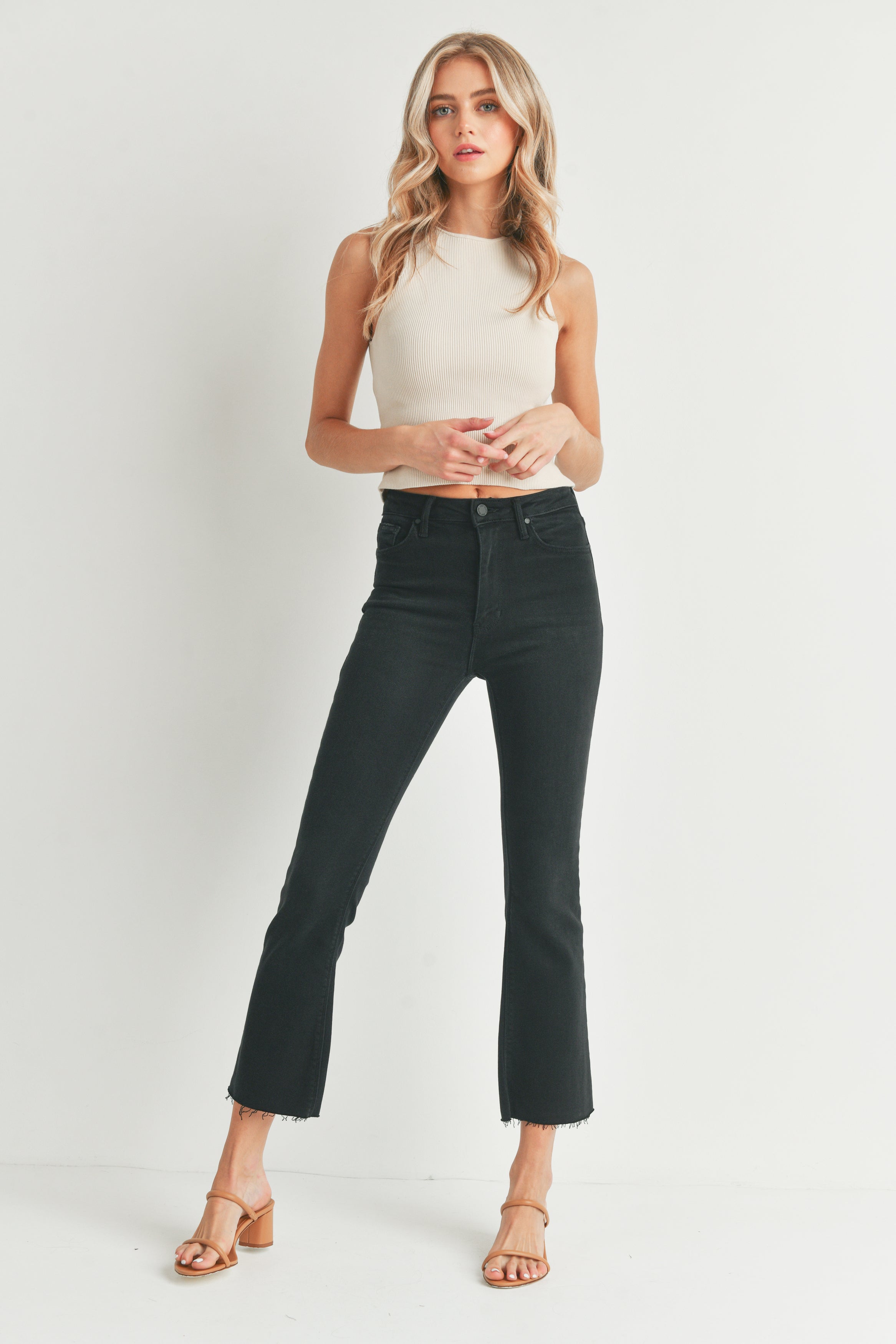 The Cropped Demi Flare – Just Black Denim