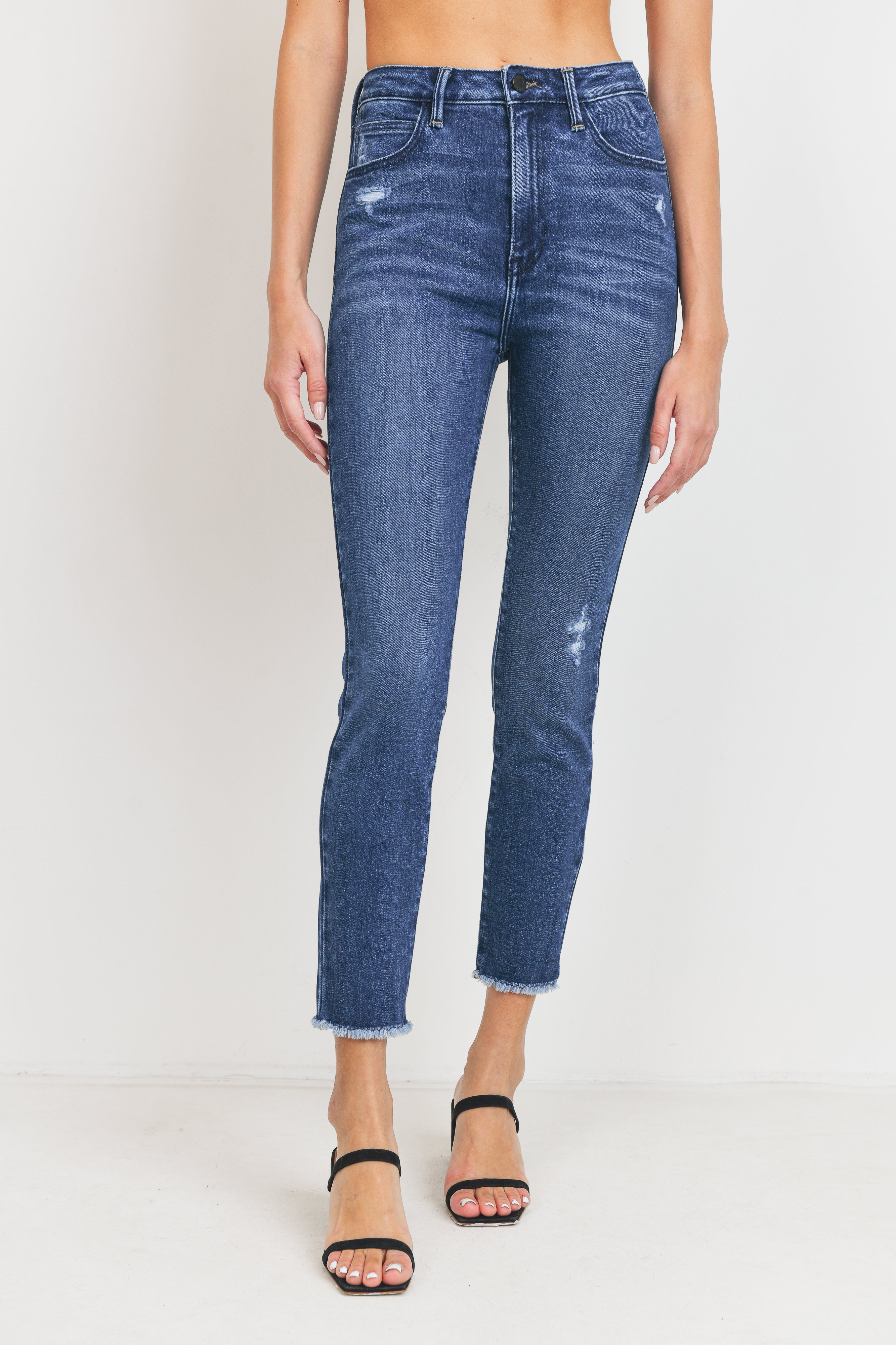High Rise Frayed Hem Skinny - Final Sale