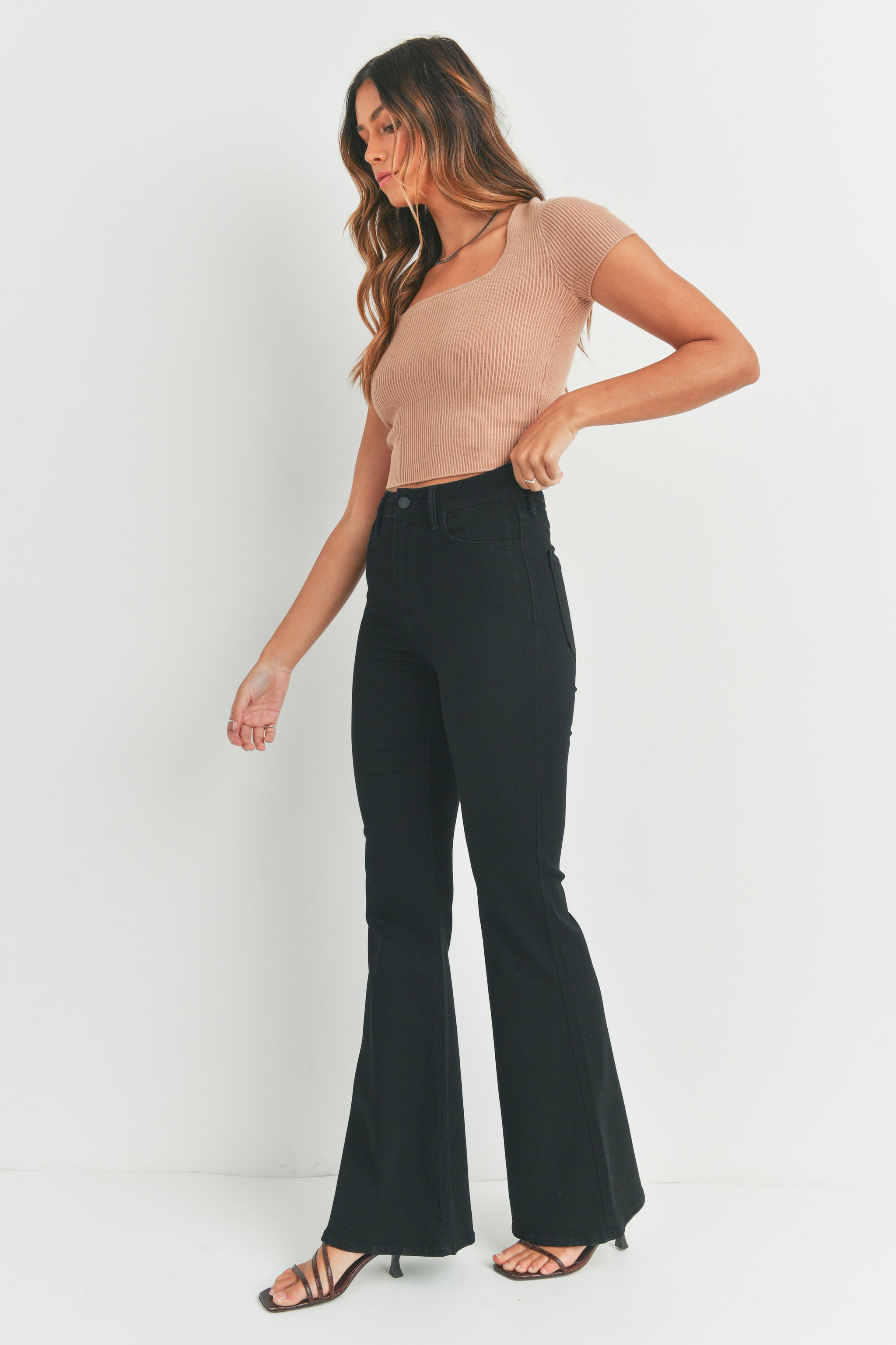 The Donna Bell Bottom – Just Black Denim - Main Image